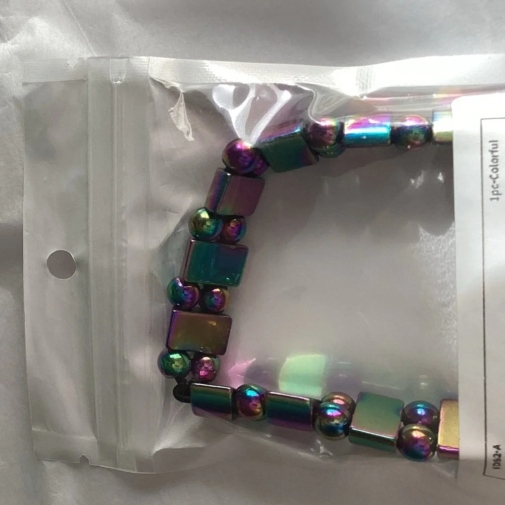 New! Unisex Double Rainbow Magnetic Hematite Bracelet